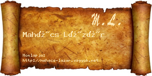 Mahács Lázár névjegykártya